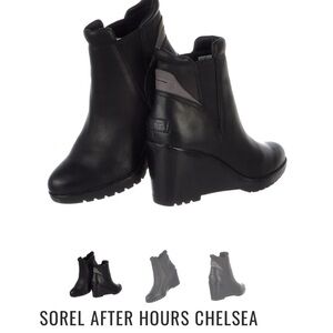 Sorel Black Heeled Boots with Rugged Sole
